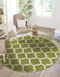 Rugs.com Lattice Collection Rug – 3 Ft Round Light Green Medium-Pile Rug Perfect for Kitchens, Dining Rooms