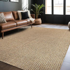 Easy Jute Rugs 6x9 Natural Color Living Room Indoor Outdoor Area Rug for Farmhouse Patio and Kitchen Rug High Traffic Washable Easy to Clean Solid Boho Woven Design Outside Carpet (6 x 9)