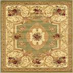Rugs.com Chateau Collection Rug – 6 Ft Square Green Medium Rug Perfect for Living Rooms, Kitchens, Entryways