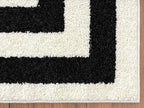 Abani Contemporary Black & Ivory 4' x 6' Area Rug, Contrasting Geometric Modern Stripe Symmetrical Living Room Carpet Rugs