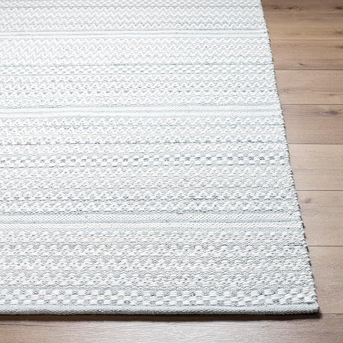 Mark&Day Wool Rugs, 2x3 Precious Solid and Border Cream/Charcoal Area Rug, Cream Grey Carpet for Living Room, Bedroom or Kitchen (2' x 3')