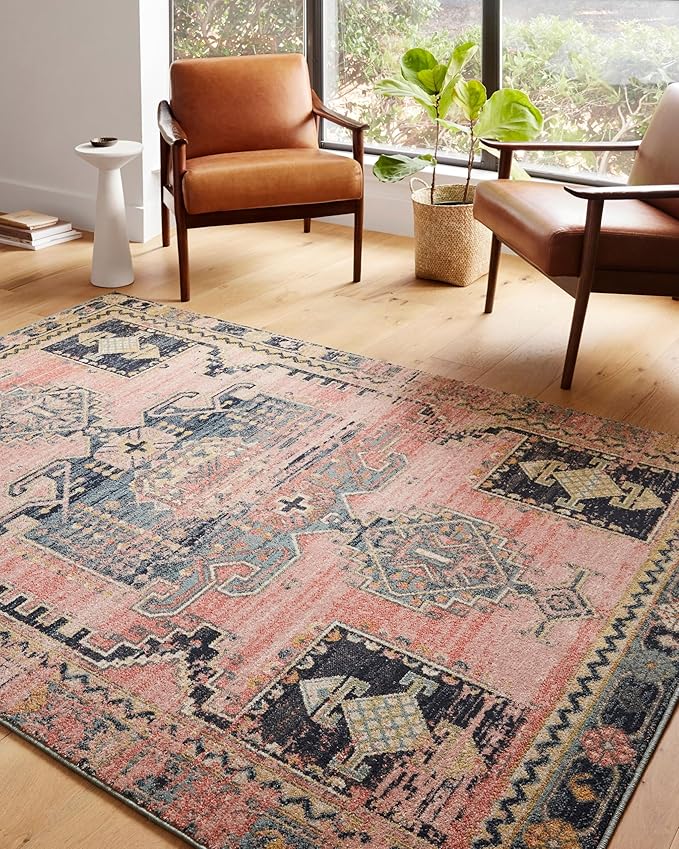 Loloi Jocelyn Collection JOC-06 Rose/Rose 6'-7" x 9'-7" .38" Thick Area Rug