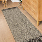 Collive Hallway Runner Rug, 2x5 Washable Natural/Black Modern Entryway Runner Rug Hand-Woven Cotton Boho Kitchen Runner Rugs for Bedroom Laundry Room Rug Front Door Farmhouse Bathroom Rug Outdoor