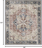 RUGGABLE Washable Vintage Area Rug – Kamran Royal Blue 8x10, Stain-Resistant, Non-Slip – Large Machine Washable Rugs for Living Room, Bedroom, Hallway, Entryway & Office–with Standard Pad