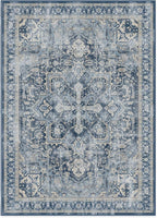 RUGGABLE Washable Area Rug – Kamran Admiral Blue 10x14, Stain-Resistant, Non-Slip – Large Machine Washable Rugs for Living Room, Bedroom, Hallway, Entryway & Office–with Cushioned Pad
