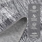 GarveeHome 2x6 Modern Bordered Runner Rug Soft Non Slip Washable Floor Carpet Distressed Geometric Hallway Indoor Printed Rug for Kitchen Entrance, Gray