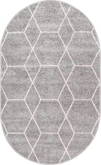 Unique Loom Trellis Frieze Collection Area Rug - Geometric (3' x 5' Oval, Light Gray/ Ivory)