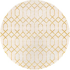 Marilyn Monroe Glam Collection Area Rug - Trellis (7' 10" Round, White Gold/ Gold)