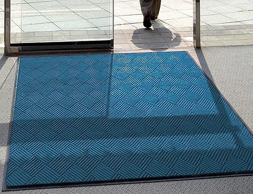 WaterHog Diamond | Commercial-Grade Entrance Mat with Rubber Border – Indoor/Outdoor, Quick Drying, Stain Resistant Door Mat (Medium Blue, 6' x 8')