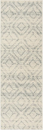 SAFAVIEH Adirondack Collection Runner Rug - 2'6" x 12', Ivory & Light Blue, Modern Diamond Distressed Design, Non-Shedding & Easy Care, Ideal for High Traffic Areas in Living Room, Bedroom (ADR131T)