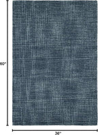 Dash and Albert Crosshatch Denim Hand Micro Hooked Wool Rug, 3 X 5 Feet, Blue Solid Pattern - Premium Luxury Hotel Quality Soft Breathable Hypoallergenic Machine Washable Easy Care All Season