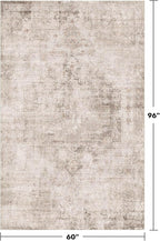 Beige & Brown 5x8 Area Rugs for Bedroom - Abstract Distressed Farmhouse Rug for Living Room, Home Office, Foyer, Kitchen Table, Foldable Soft Washable Low Pile Non Slip Stain Resistant