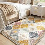 EnHomee Area Rugs 3x5, Soft Washable Rugs for Living Room Bedroom, Boho Non Slip Low Pile Stain Resistant Washable Rug Large Carpet for Dining Room,Easy to Clean Living Room Rug, Colorful