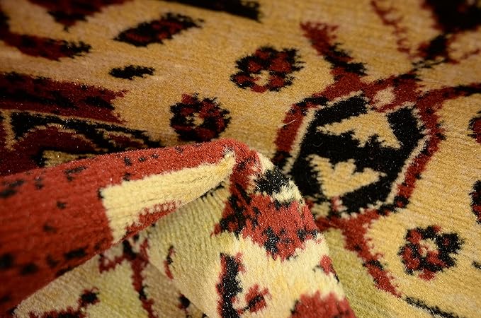 Unique Loom Taftan Collection Border Geometric Tribal Inspired Design Area Rug (2' 11 x 16' 5 Runner, Red/ Gold)