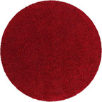 Unique Loom Solid Shag Collection Area Rug (7' 1" Round, Cherry Red)