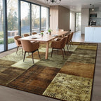 Tepook Modern Area Rug for Living Room, 8x10 Geometric Large Rugs for Bedroom, Washable Patchwork Rug Indoor Non-Slip Throw Carpets for Dining Room Office Farmhouse Home Decor, Brown