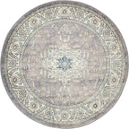 Unique Loom Salzburg Collection Classic Traditional Design Oriental Inspired Border Area Rug (5' 0 x 5' 0 Round, Gray/Beige)