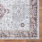 Bloom Rugs Caria Washable Non-Slip 8x10 Rug - Beige/Brown Traditional Area Rug for Living Room, Bedroom, Dining Room, and Kitchen - Exact Size: 7'8" x 10'