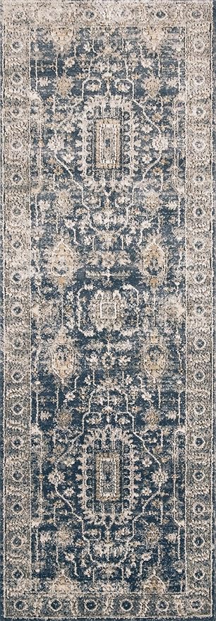Loloi Teagan Collection TEA-03 Denim/Pebble 11'-6" x 15' Area Rug, Large, Soft Neutral Rug, High-Traffic for Living Room, Bedroom, Home Office, Dining Area