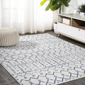 JONATHAN Y Boho Vintage Diamond Cream/Navy Indoor Area Rug 4X6 ft, Moroccan Hype for Living Room, Bedroom, Kitchen, Office, Easy-Cleaning, High Traffic, Pet-Friendly, Non-Shedding (MOH101F-4)