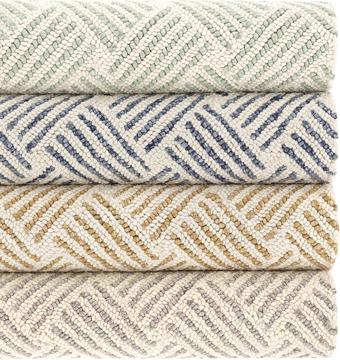 Dash & Albert Layers Grey Hand Hooked Wool Rug, 2 X 3 Feet, Grey/Ivory Geometric Pattern