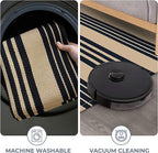 KOZYFLY Striped Front Door Mat 27.5x43 Inches Brown and Black Front Door Rug Cotton Washable Indoor Outdoor Rug Doormats Outdoor Small Striped Area Rugs for Kitchen Entryway Front Porch