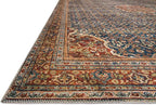 Loloi Layla Collection LAY-09 Cobalt Blue/Spice 2'-0" x 5'-0" .13" Thick Accent Rug, Soft, Durable, Vintage Inspired, Distressed, Low Pile, Non-Shedding, Easy Clean, Printed, Living Room Rug
