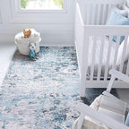 Rugs.com Leipzig Collection Area Rug – 7X10 Blue Low-Pile Rug Perfect for Bedrooms, Dining Rooms, Living Rooms