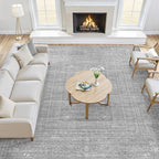10x14 Area Rugs Living Room: Washable Large Vintage Grey Rug Neutral Non-Slip Soft Stain Resistant Indoor Carpet for Bedroom Nursery Dining Room Under Table Bed Home House Office Playroom