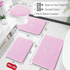 OLANLY Bathroom Rugs 24x16, Extra Soft Absorbent Chenille Bath Rugs, Rubber Backing Quick Dry, Machine Washable Bath Mats for Bathroom Floor, Tub and Shower, Home Decor Accessories, Pink