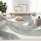 Abani Nuevo Beige Black Swirls Modern Area Rug 4' x 6' for Living Room, Bedroom - Abstract Design - Durable & Easy to Clean