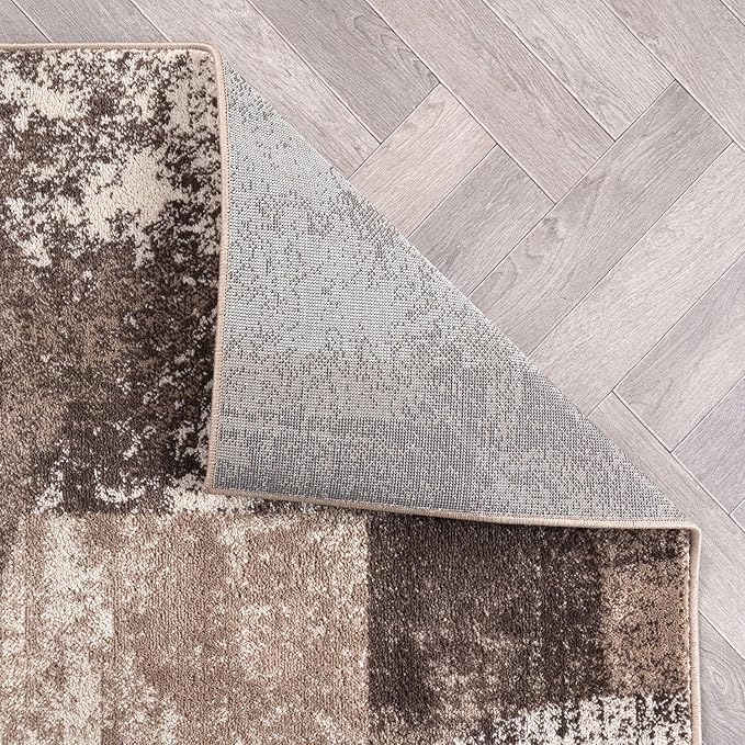 Rugshop Contemporary Abstract Circle Design Area Rug, Carpet with Jute Backing for Living Room, Dining Room, or Bedroom, Brown, 7'10" x 10'2"