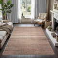GLN Rugs Contemporary Collection - Machine Washable Area Rug, Contemporary Washable, Non Slip, Low Pile Chenille Rug, Living Room, Bedroom, Kitchen Rug (6' x 9' Terra/Brown)