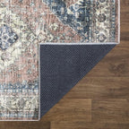 Bloom Rugs Washable Non-Slip 2x3 Rug - Coral Pink/Ocean Blue Traditional Oriental Area Rug for Living Room, Bedroom, Dining Room, and Kitchen - Exact Size: 2' x 3'