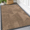 Kitinjoy Front Door Mat Outside Entrance, Sturdy Natural Dirt Trapper, Heavy Duty Rubber Doormat, Low Profile Non-Slip Backing, Easy Clean Mat for Indoor Outdoor, 47X23 Inch, Coffee