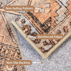Bavni Runner Rugs 2x7 Kitchen Rug for Hallways Entryway, Washable Vintage Print Carpet, Ultra-Thin Low Pile Lightweight Rug with Non Slip Backing, Sunset Yellow