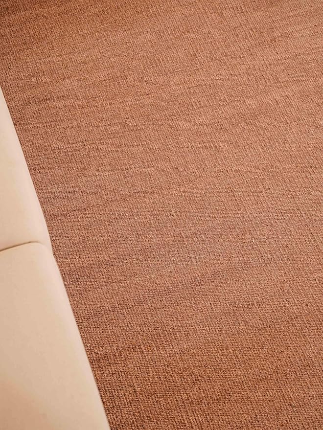 Rugsotic Carpets Hand Woven Flat Weave Kilim Wool ECO-Friendly Area Rugs - 3'x5', Rectangle Shape, Light Brown Color, Solid Plain Design, Low Pile Handmade Rugs for Living Room (D00111)