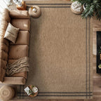 Easy Jute Rugs 5x7 Bordered Natural Color Living Room Indoor Outdoor Area Rug for Patio and Kitchen Rug High Traffic Washable Easy to Clean Solid Boho Woven Design Outside Carpet (5 x 7)