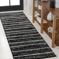 JONATHAN Y Williamsburg Minimalist Stripe Black/Cream Runner Rug, 2x8, Contemporary, Modern, Easy-Cleaning for Living Room, Bedroom, Kitchen, Pet Friendly, Non-Shedding (MOH201F-28)