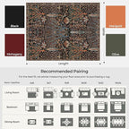 Kokia Boho Vintage Floral Area Rugs, Washable Oriental Botanical Rugs for Living Room, Bedroom, Dining Room, Office, Large Soft Indoor Area Rug, Wild Black，9x12