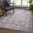 Bloom Rugs Washable 5' x 7' Rug - Brown/Dark Gray Traditional Area Rug for Living Room, Bedroom, Dining Room, and Kitchen - Exact Size: 5' x 7'