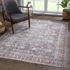 Bloom Rugs Washable 6' x 9' Rug - Brown/Dark Gray Traditional Area Rug for Living Room, Bedroom, Dining Room, and Kitchen - Exact Size: 6' x 9'