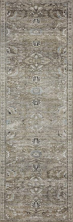 Loloi Layla Collection LAY-13 Antique/Moss 2'-6" x 7'-6" .13" Thick Runner Rug, Soft, Durable, Vintage Inspired, Distressed, Low Pile, Non-Shedding, Easy Clean, Printed, Living Room Rug