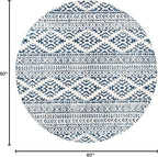 SAFAVIEH Tulum Collection Area Rug - 5' Round, Ivory & Navy, Moroccan Boho Tribal Design, Non-Shedding & Easy to Clean, Ideal for Living Room, Bedroom, Dining Space (TUL272D)