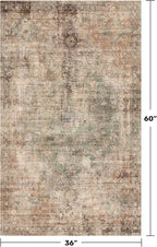 Brown and Green 3x5 Door Rugs for Entryway Indoor, Non Slip Washable Kitchen Floor Mats, Low Pile Soft Area Rug for Bedroom Beside Bed, Laundry Room, Vintage Abstract Stain Resistant Carpet