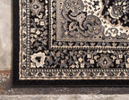 Unique Loom Reza Collection Traditional Persian Style Area Rug, Rectangular 5' 0" x 8' 0", Black/Beige