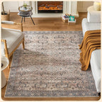Istana Rugs 5x7 - Charcoal Olive Bedroom Rug - Foldable Rugs for Bedroom - Stain Resistant Washable & Eco-Friendly Boho Area Rugs - Easy to Clean Living Room Rug