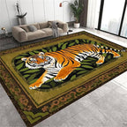 Tiger Area Rug,6x8ft, Tiger Print Rug,Tiger Themed Stylish Rug, Bohemian Vintage Tiger Print Rug, Non-Slip Washable Rug for Living Room Bedroom Dining Room Kids Room Decoration