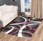 GLORY RUGS Modern Area Rug 5x7 Purple Swirls Carpet Bedroom Living Room Contemporary Dining Accent Sevilla Collection 4816A (Grey Purple)