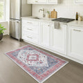 Fame Rugs Turkish Rug. Washable Vintage Oriental Antique Inspired Traditional Doormat Small Modern Area Rugs Luxury Entryway Entry Bedroom Bathroom Kitchen (402RN, 2'5 x 9'8)